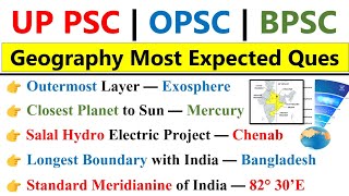 Geography Most Expected Question  UPPSC Prelims 2024  Odisha PSC 2024  BPSC 2024  Geography gk [upl. by Essyle140]