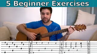 5 Beginner Fingerstyle Exercises  Guitar Lesson Tutorial w TAB [upl. by Evadnee]