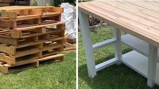 How to reuse pallets to make a kitchen island [upl. by Guzel]