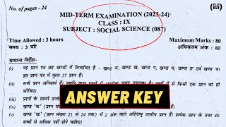 Class 9 Social Science Paper Solution 202324  Morning Shift Sst Answer Key  Mid Term 2023 [upl. by Lamiv192]