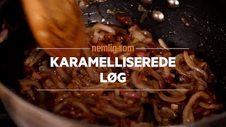 Lækre karamelliserede løg  Opskrift fra nemligcom [upl. by Ahsinoj]