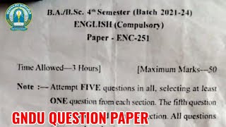 Gndu BA  Bsc 4th Semester English Compulsory Question Paper  English Question Paper 2023 [upl. by Onateag27]