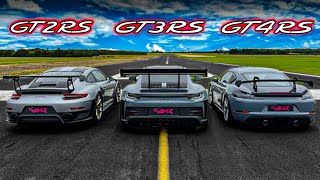 DRAG RACE PORSCHE GT2 RS VS 992 GT3 RS VS GT4 RS [upl. by Parshall]