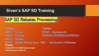 SAP SD Rebates Processing VBO1 VBOF  Sivans SAP SD Training [upl. by Alyaj]