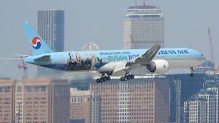 4K Plane Spotting Bostons Logan Airport BOS Arrivals and Departures on runways 33L and 27 1hr [upl. by Adnorahs394]