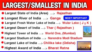 Superlatives in india  Largest and Smallest in india  Largest Smallest Tallest Highest in india [upl. by Hoshi]