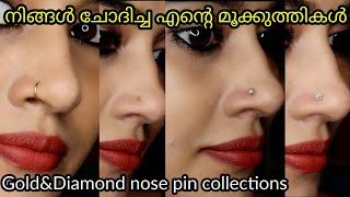 My gold and diamond nose pin collectionsveriety nose pins gold diamond [upl. by Belford660]