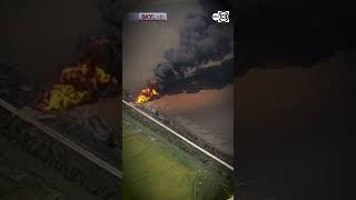 SkyEye video shows massive pipeline fire in Brazoria County after reports of large explosion [upl. by Pegg]