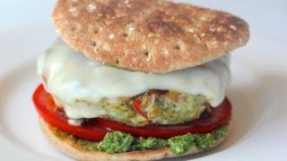 Clean Eating Pesto amp Mozzarella Turkey Burger Recipe [upl. by Amihsat]