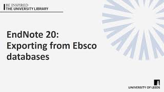 EndNote 20 Exporting from Ebsco databases [upl. by Aicercal]