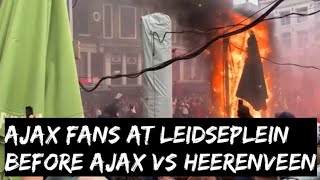 FIRE  Ajax fans op het Leidseplein voor Kampioenswedstrijd tegen Heerenveen  Ajax vs Heerenveen [upl. by Yenoh]