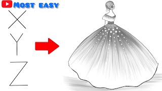 Girl drawing  How to draw a fashion girl  Dress design drawing model  drawing trick [upl. by Tamarah]