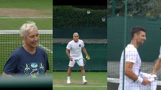 Novak Djokovic Martina Navratilova and Mansour Bahrami on the practice courts [upl. by Bernarr582]