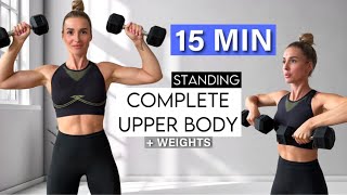 15 MIN ALL STANDING UPPER BODY  workout to get shred at home  No Repeat Burn Calories [upl. by Pulchi]