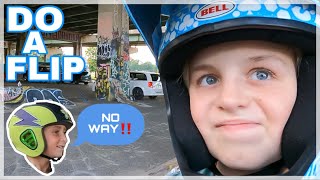 Caiden BMX Learns How To Wheelie And Does A Backflip FDR Skatepark [upl. by Holbrooke939]