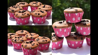 Sponge chocolate chip cupcakeNo butter No milk No baking soda Only 2 tbsp oil Only in 15 min [upl. by Aisak]