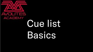 Cue list Basics [upl. by Htor986]