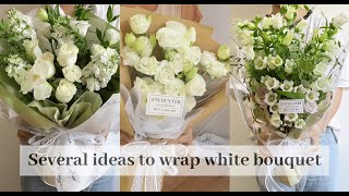 White Flower Bouquet Wrapping Tutorials65  Flower Bouquet Wrapping Technique amp Idea [upl. by Yankee401]