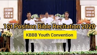 66th KBBB Youth Convention 2020 1st position Bible Recitation Mon Village Baptist Youth Society 💕🙏 [upl. by Asenab]