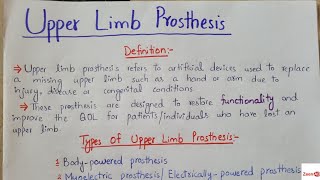 Upper Limb ProsthesisTypes of Upper Limb ProsthesesComponents of Upper Limb Prostheses [upl. by Hamo]