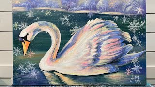 How To Paint A SWAN AND SNOWFLAKES 🦢 Acrylic Painting Tutorial [upl. by Karyn398]