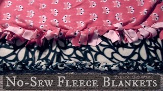 NO SEW FLEECE BLANKET  Easy DIY Tie Blankets  SoCraftastic [upl. by Ottie]