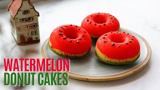 🍉Cute and yummy WATERMELON DONUT CAKES  Easy recipe [upl. by Georas]