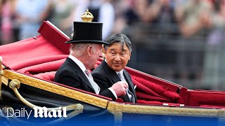 Japans Emperor Naruhito arrives to greet King Charles in London during state visit [upl. by Wind323]