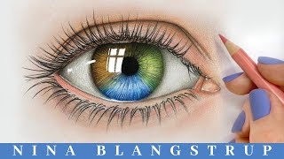 How to Draw a Realistic Eye with Coloured Pencils [upl. by Eimmaj]