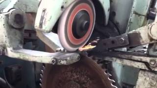 Circular Saw Blade Sharpening and ReShaping on an Interwood CanaE [upl. by Imehon]