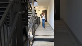 Saying hi in the stairwell 😊 jeans short shorts shortvideo shortsfeed [upl. by Mell]