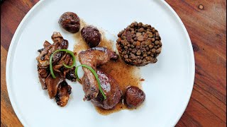 pigeonneau et lentilles du Lauragais avec cèpes et châtaignes [upl. by Eirb]