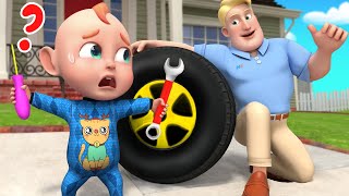 Lets Repair the Car Song  Baby and Daddy Fix the Car  Rosoo Nursery Rhymes amp Kids Songs [upl. by Itagaki]