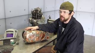 TIG brazing the Panic Attack gas tank using silicon bronze [upl. by Goldarina752]