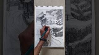 pencil shading scenery drawing youtubeshorts shorts [upl. by Eyar]