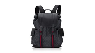 Gucci Soft GG Supreme Web Double Buckle Backpack Black Grey [upl. by Fakieh]