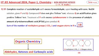 𝐐𝟏𝟎 Complete reaction of acetaldehyde with excess formaldehyde upon heating with conc NaOH soluti [upl. by Ialocin868]