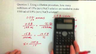 13 Concentration of a Solution Dilution Calculation 1 [upl. by Namus616]