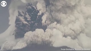 TONGA ERUPTION Raw video of this weekends eruption of undersea volcano near Tonga [upl. by Inalem]