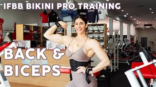 Back amp Biceps Workout IFBB Bikini Pro Training [upl. by Etnoj]