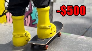 Skating the 500 MSCHF x Crocs Big Yellow Boot [upl. by Hirz449]