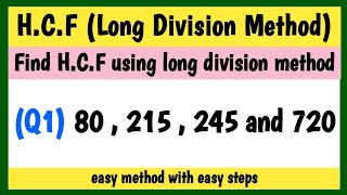 HCF  Long division method  Find HCF Using Long Division Method [upl. by Tice]