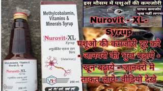 Nurovit XL Syrup  Veterinary uses Benefits Dosag Methylcobalamin Vitamins amp Minerals जानवरो के लिऐ [upl. by Alywt]