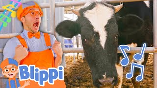 Old MacDonald with Blippi  Brand New BLIPPI Farm Animal Song  Fun Educational Songs For Kids [upl. by Yeblehs]