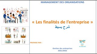 Management des organisations quotLes finalités de lentreprise quot OFPPT [upl. by Marteena]