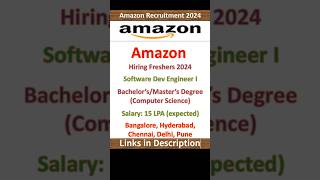 Amazon Off Campus Hiring 2024  Software Dev Engineer I  Fresher Jobs  IT Jobs hiringdevelopers [upl. by Ruddy]