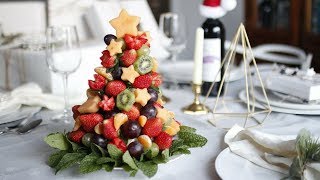 DIY CHRISTMAS FRUIT TREE  HOW TO MAKE EDIBLE FRUIT ARRANGEMENT [upl. by Sucitivel748]