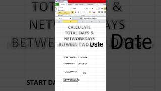 Mastering Excel Functions Days amp Networkdays Calculation Youtube viralvideo excel shorts [upl. by Babara]