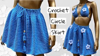 Crochet circle skirt tutorial  crochet ruffle skirt [upl. by Bakeman]