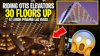 Riding Otis Elevators 30 Floors Up At Luxor Pyramid Las Vegas Nevada Inclinator Funicular Elevators [upl. by Natal]